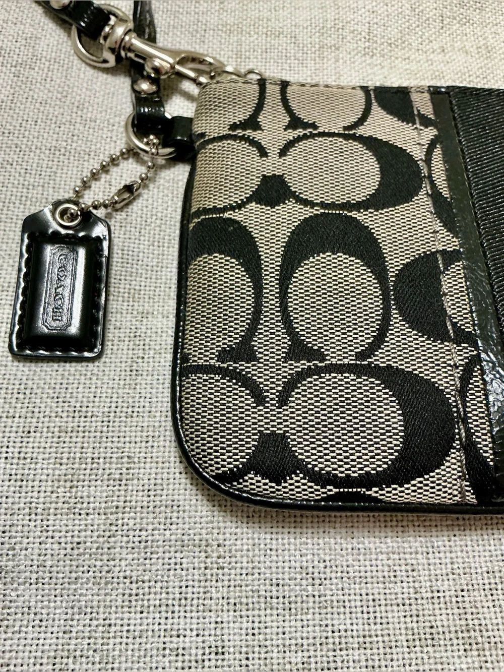 Coach Black Signature Canvas Wristlet